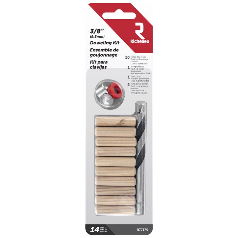 Richelieu Round Wood Dowel Kits 3/8 in. D X 1.5 in. L 14 pk Natural