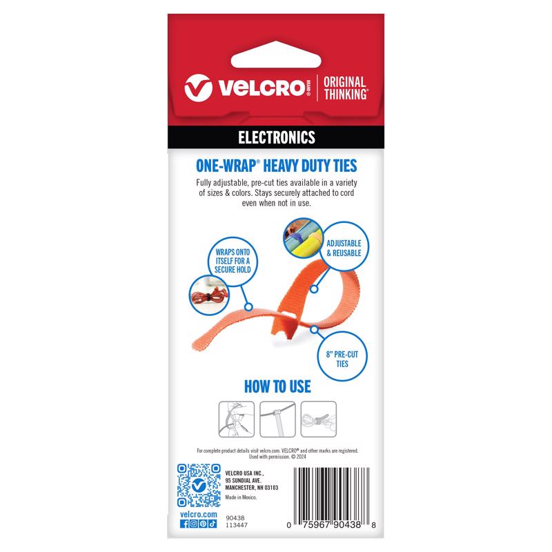 VELCRO Brand ONE-WRAP Small Nylon Ties 8 in. L 5 pk