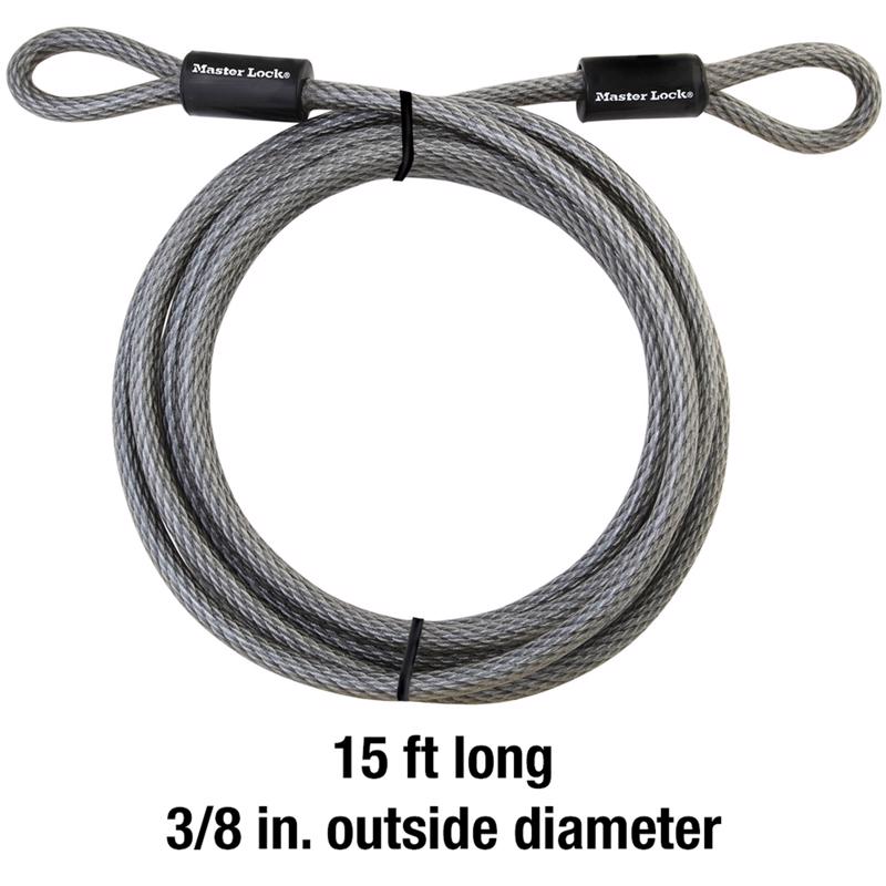 Master Lock 3/8 in. D X 180 in. L Vinyl Coated Steel Flexible Braided Steel Cable