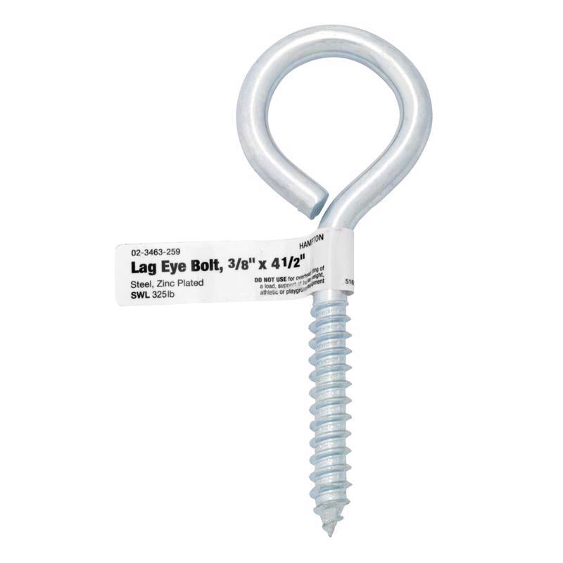 Hampton 3/8 in. X 4-1/2 in. L Zinc-Plated Steel Lag Thread Eyebolt