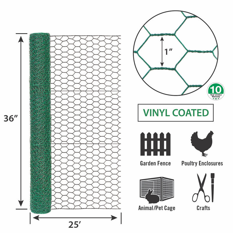 Garden Craft 36 in. H X 25 ft. L Steel Poultry Netting 1 in.