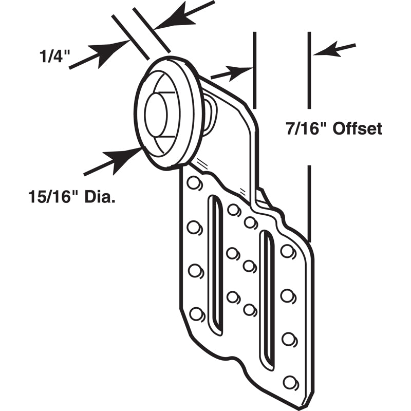 Prime-Line 15/16 in. D X 0.44 in. L Mill Nylon/Steel Roller Assembly 2 pk