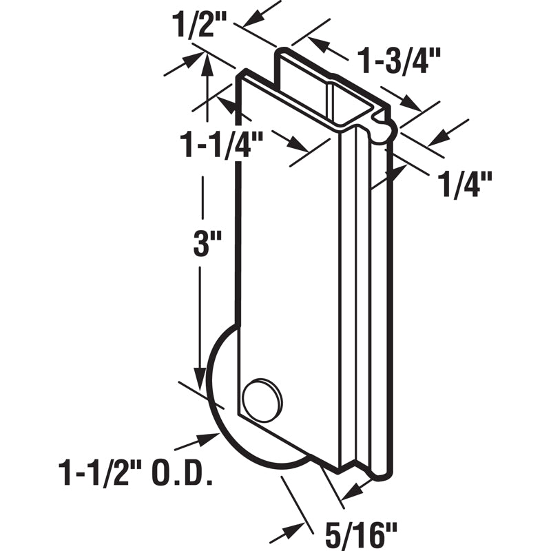Prime-Line 1-1/2 in. D X 1.75 in. L Aluminum/Nylon Mirror Door Roller Assembly 1 pk