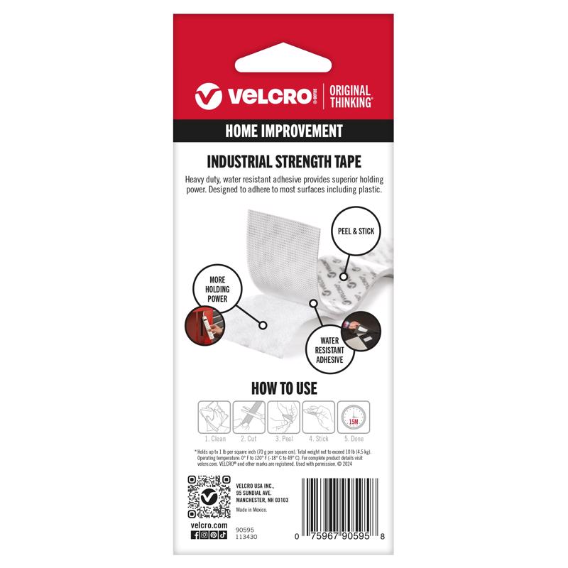 VELCRO Brand Industrial Strength Medium Nylon Hook and Loop Fastener 48 in. L 1 pk