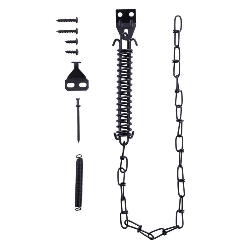 Wright Galvanized Black Steel Spring & Chain Door Retainer 1 pk
