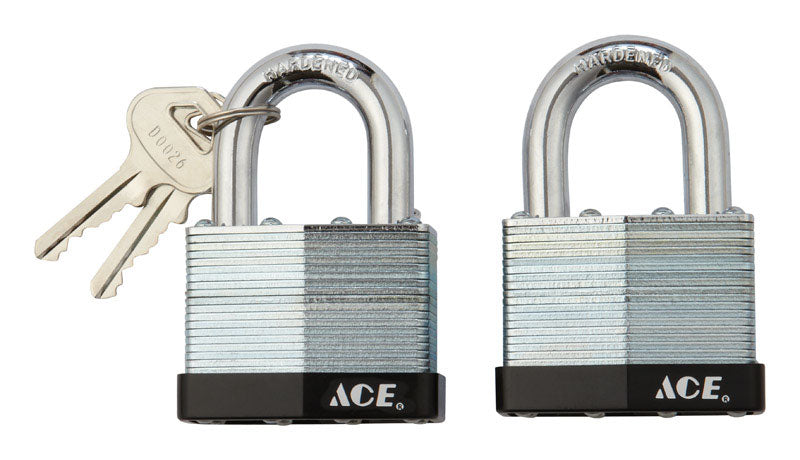 Ace 1-1/2 in. H X 2 in. W X 1-1/16 in. L Laminated Steel Double Locking Padlock Keyed Alike