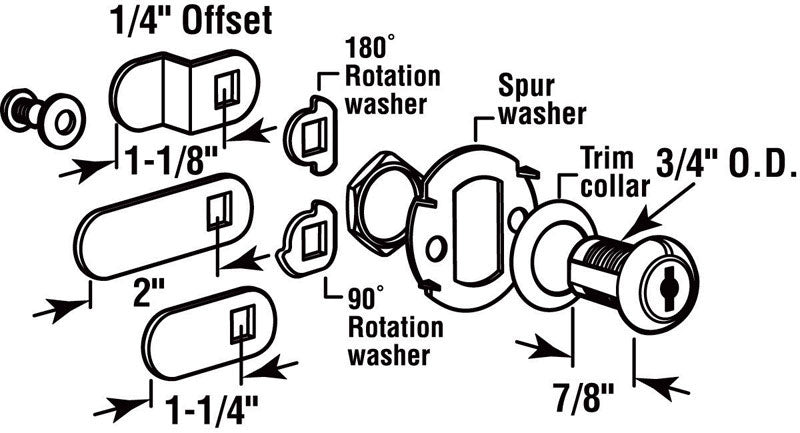 Prime-Line Bright Brass Gold Steel Cabinet/Drawer Lock