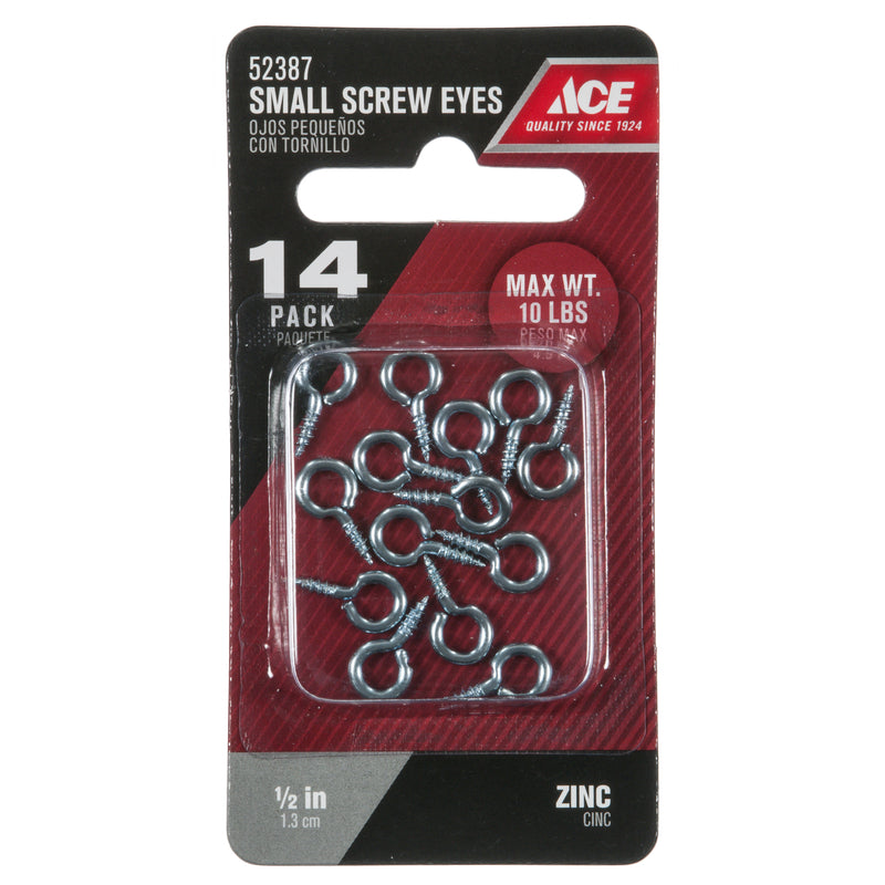 Ace 1/16 in. D X 0.5 in. L Zinc-Plated Steel Screw Eye 10 lb. cap. 14 pk
