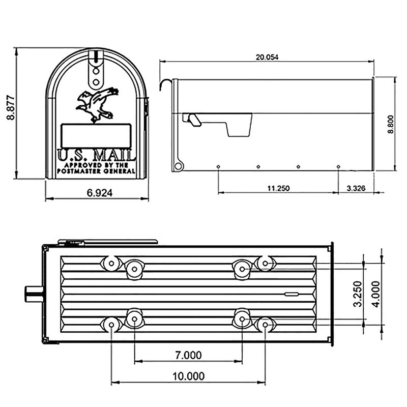 Gibraltar Mailboxes Elite Classic Galvanized Steel Post Mount White Mailbox