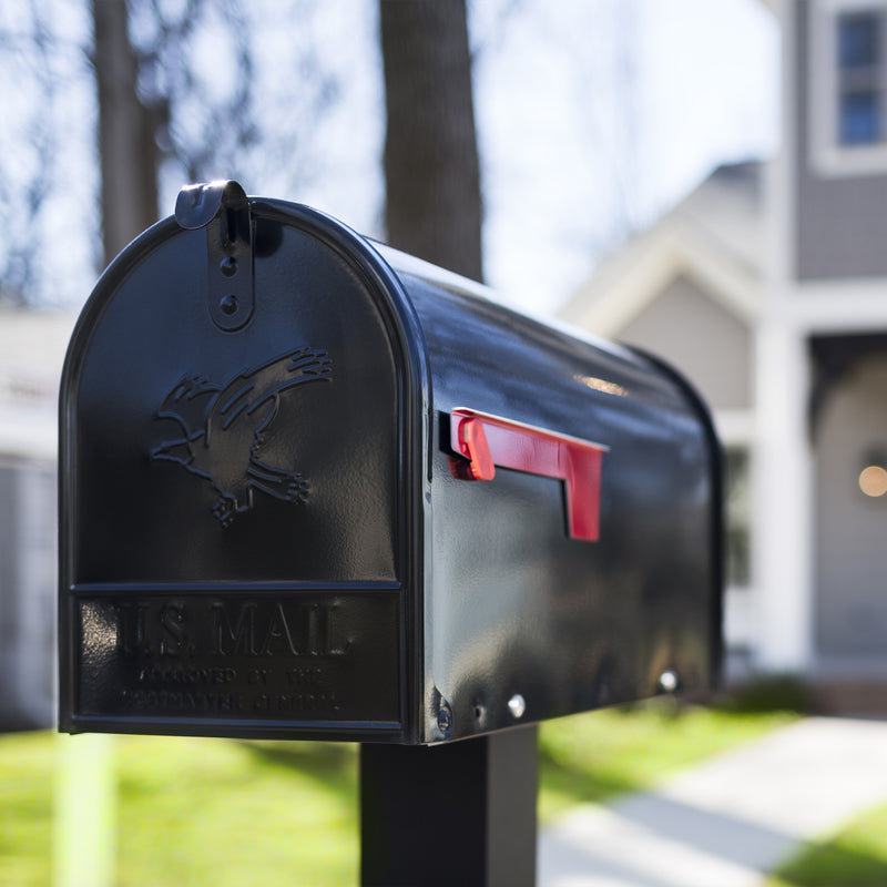 Gibraltar Mailboxes Elite Classic Galvanized Steel Post Mount Black Mailbox