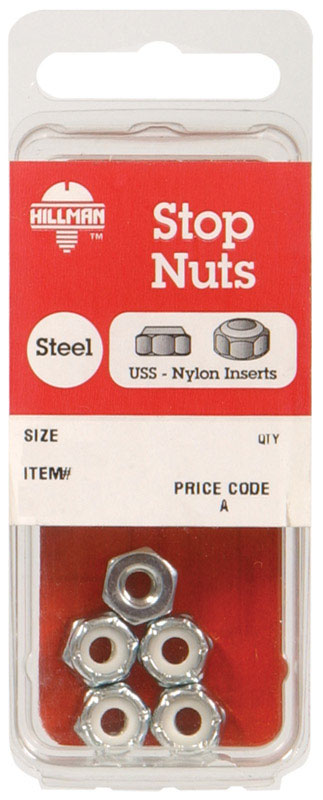 Hillman 1/4 in. Zinc-Plated Steel USS Nylon Lock Nut 4 pk