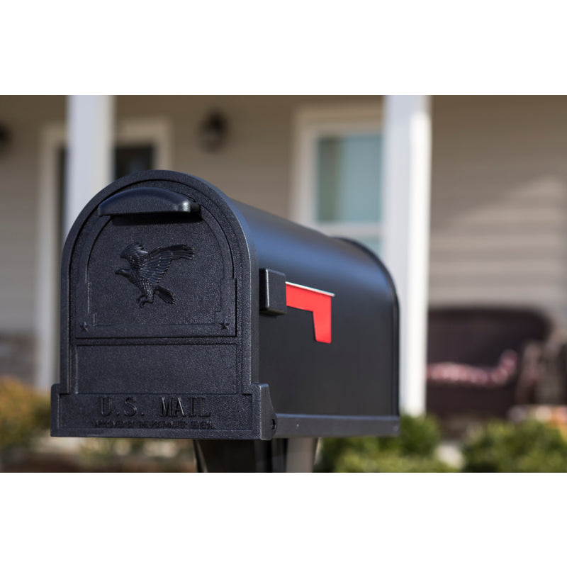 Gibraltar Mailboxes Arlington Classic Galvanized Steel Post Mount Black Mailbox
