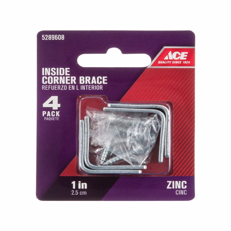 CORNR BRACE 1"X1/2"ZN4PK