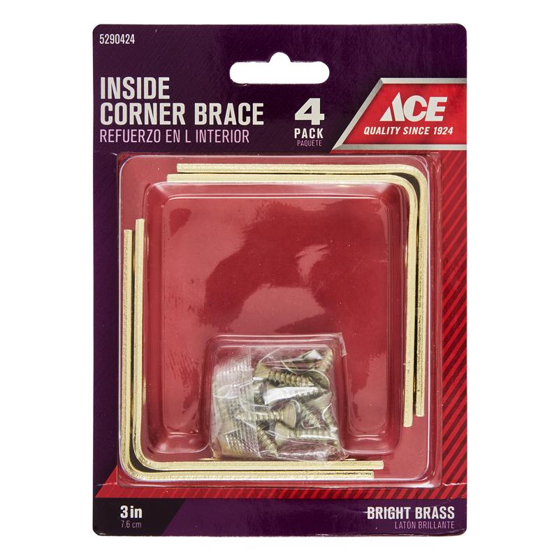 CORNER BRACE 3X3/4" BRS
