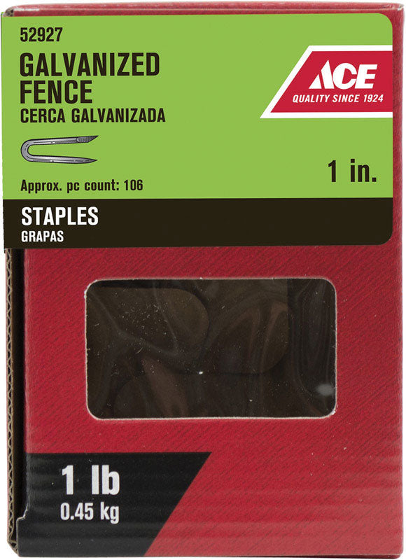 Ace 0.25 in. W X 1 in. L Galvanized Steel Fence Staples 1 lb