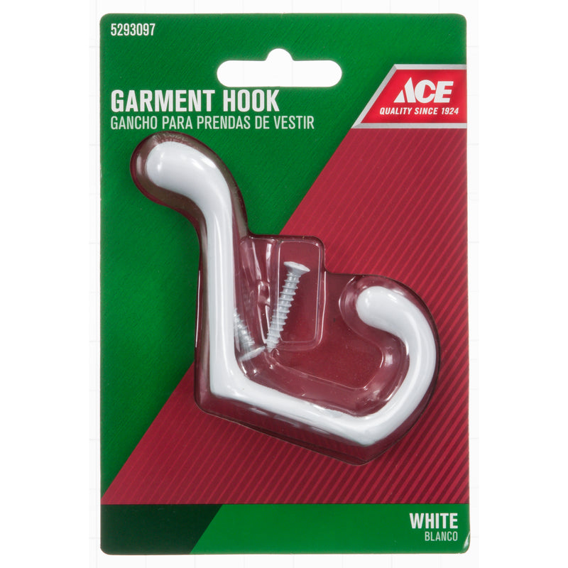 Ace 3 in. L White White Metal Medium Heavy Duty Coat and Hat Hook 1 pk