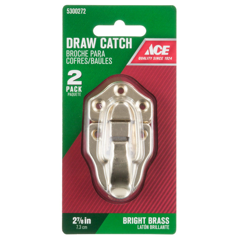 Ace Bright Brass Decorative Drawer Catch 2.87 in. 2 pk