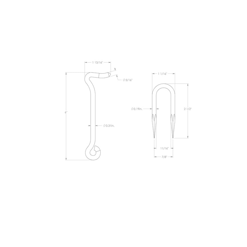 Ace 0.44 in. L Zinc Wire Staple Gate Hook 1 pk