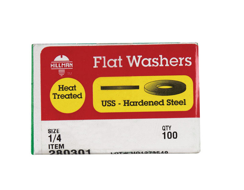 WASHER HT FLAT 1/4 BX100