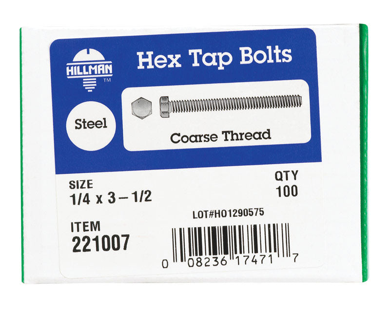HEX TAP BOLT1/4X3.5BX100