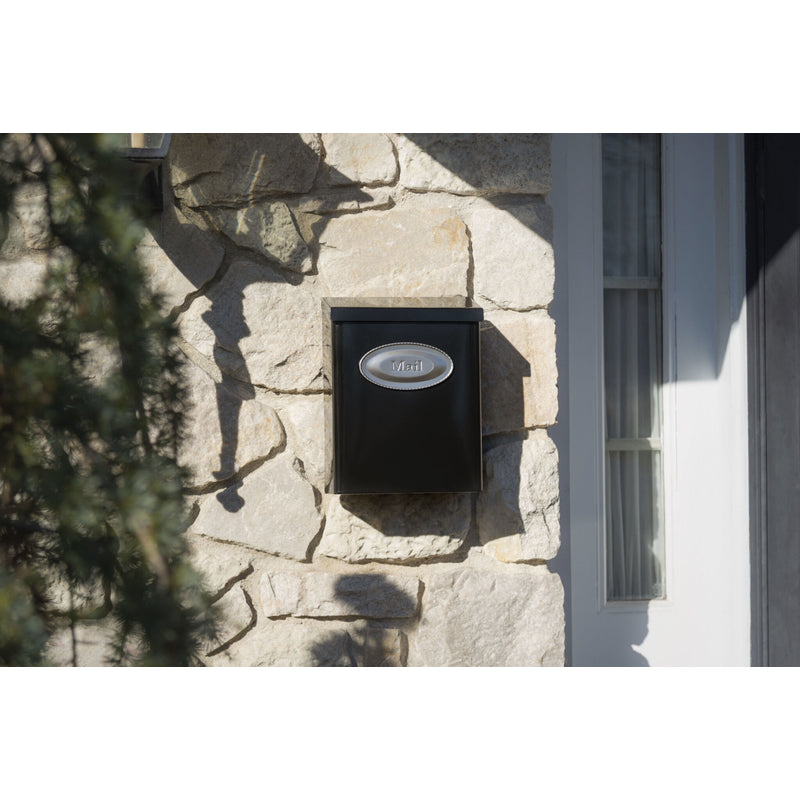 Gibraltar Mailboxes Designer Classic Galvanized Steel Wall Mount Black Mailbox
