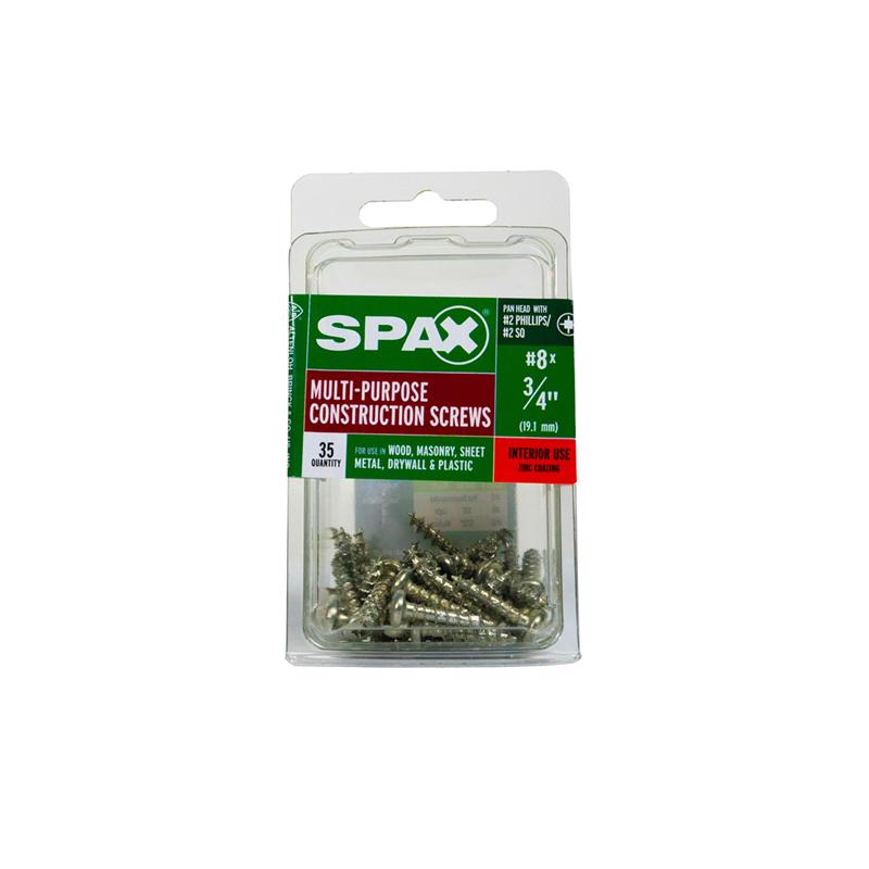 SPAX No. 8 X 3/4 in. L Phillips/Square Zinc-Plated Multi-Material Screw 35 pk