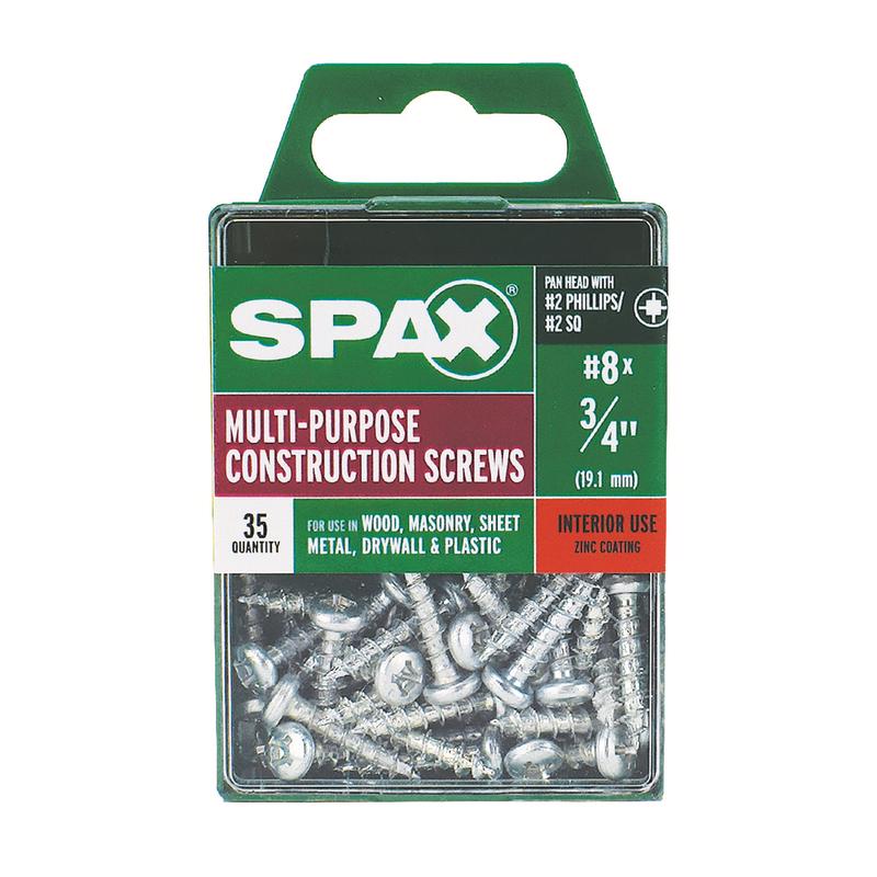 SPAX No. 8 X 3/4 in. L Phillips/Square Zinc-Plated Multi-Material Screw 35 pk