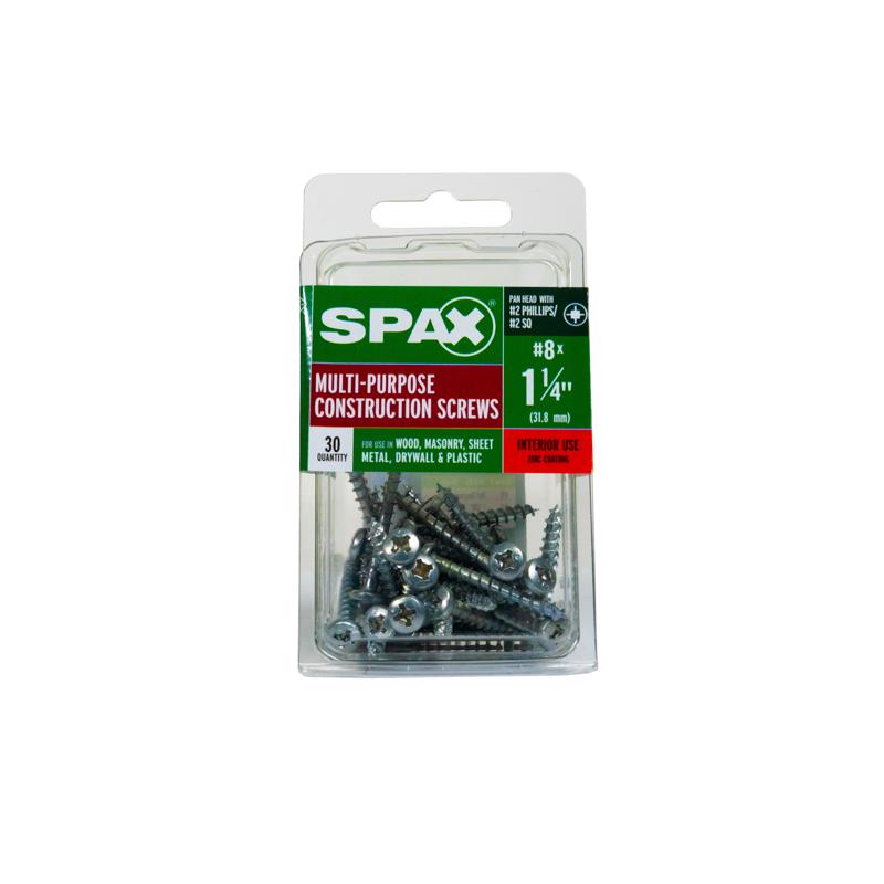 SPAX No. 8 X 1.25 in. L Phillips/Square Zinc-Plated Multi-Material Screw 30 pk