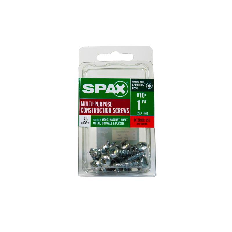SPAX No. 10 X 1 in. L Phillips/Square Zinc-Plated Multi-Material Screw 20 pk