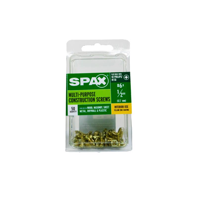 SPAX Multi-Material No. 6 Label X 1/2 in. L Unidrive Flat Head Construction Screws 50 pk