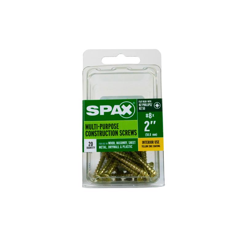 SPAX Multi-Material No. 8 Label X 2 in. L Unidrive Flat Head Construction Screws 20 pk