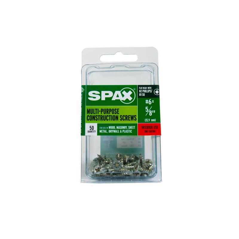 SPAX Multi-Material No. 6 Label X 5/8 in. L Unidrive Flat Head Construction Screws 50 pk