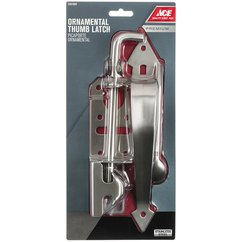 Ace 11 in. H X 3 in. W Stainless Steel Thumb Ornamental Gate Latch