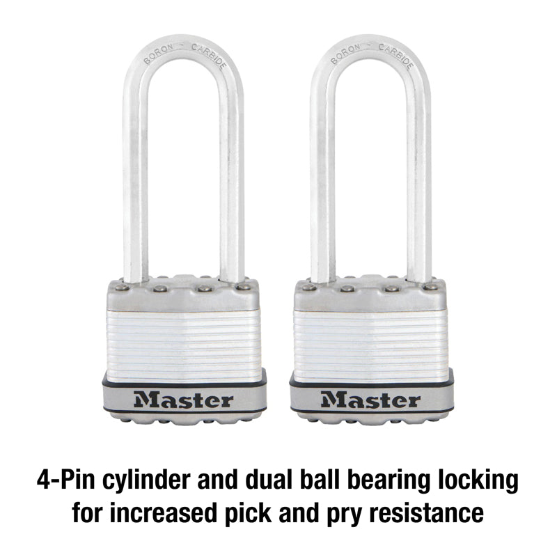Master Lock 1-9/16 in. H X 11/16 in. W X 1-3/4 in. L Steel Dual Ball Bearing Locking Padlock Keyed A