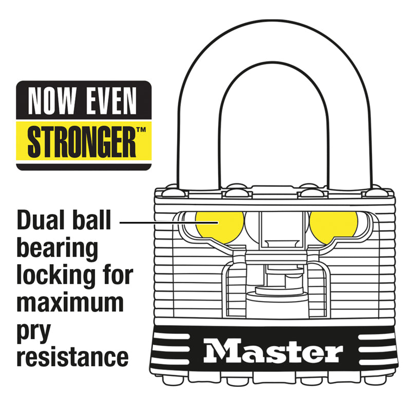 Master Lock 6.34 in. H X 1.34 in. W X 3.91 in. L Steel Ball Bearing Locking Padlock Keyed Alike