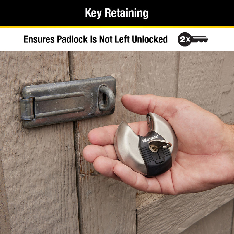 Master Lock 2-3/4 in. H X 1-13/64 in. W X 2-3/4 in. L Steel Ball Bearing Locking Disk Padlock Keyed
