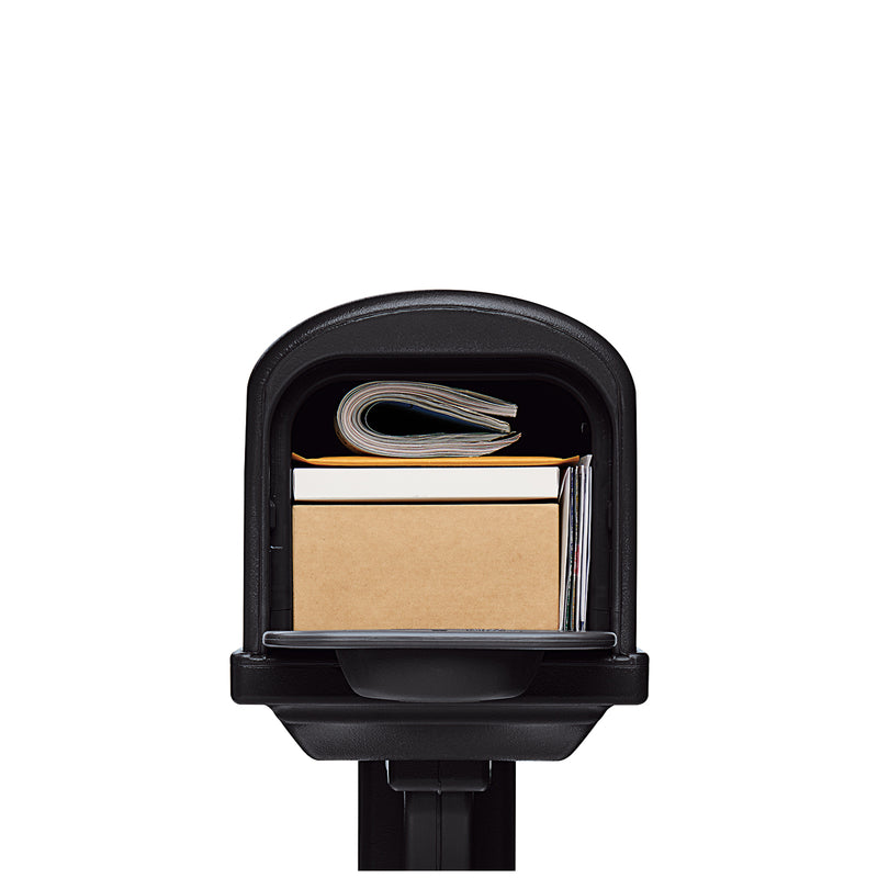 Gibraltar Mailboxes Classic Plastic Post Mount Black Double Door Mailbox