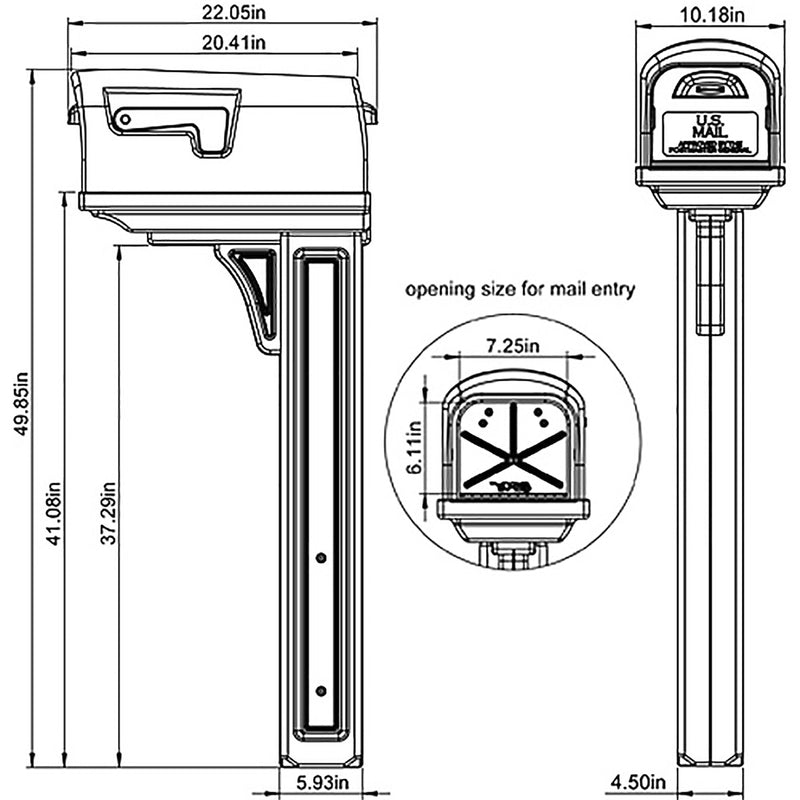 Gibraltar Mailboxes Classic Plastic Post Mount Mocha Double Door Mailbox
