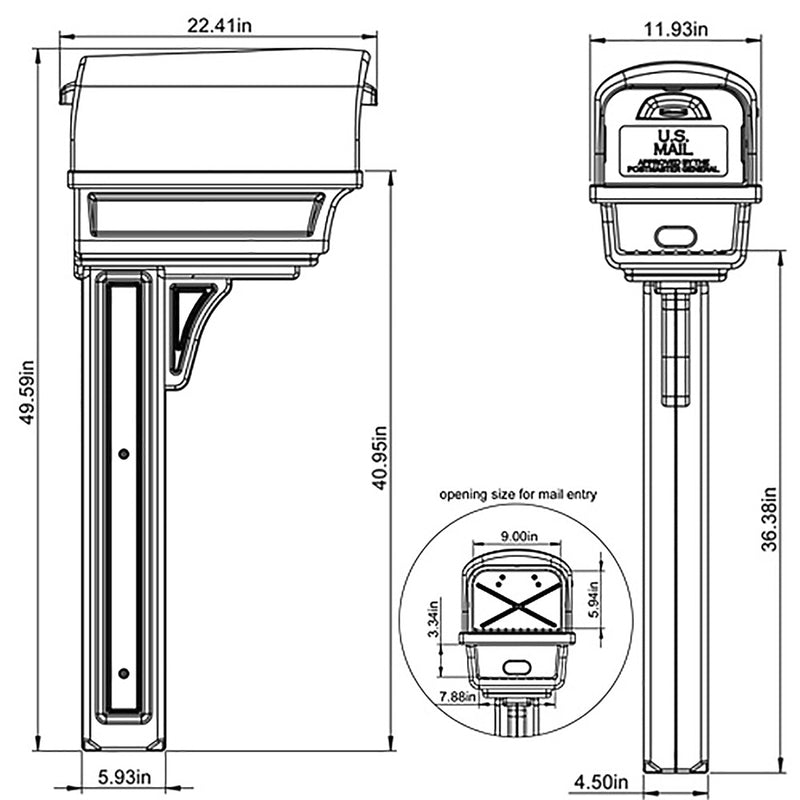 Gibraltar Mailboxes Gentry Classic Plastic Post Mount Green Mailbox