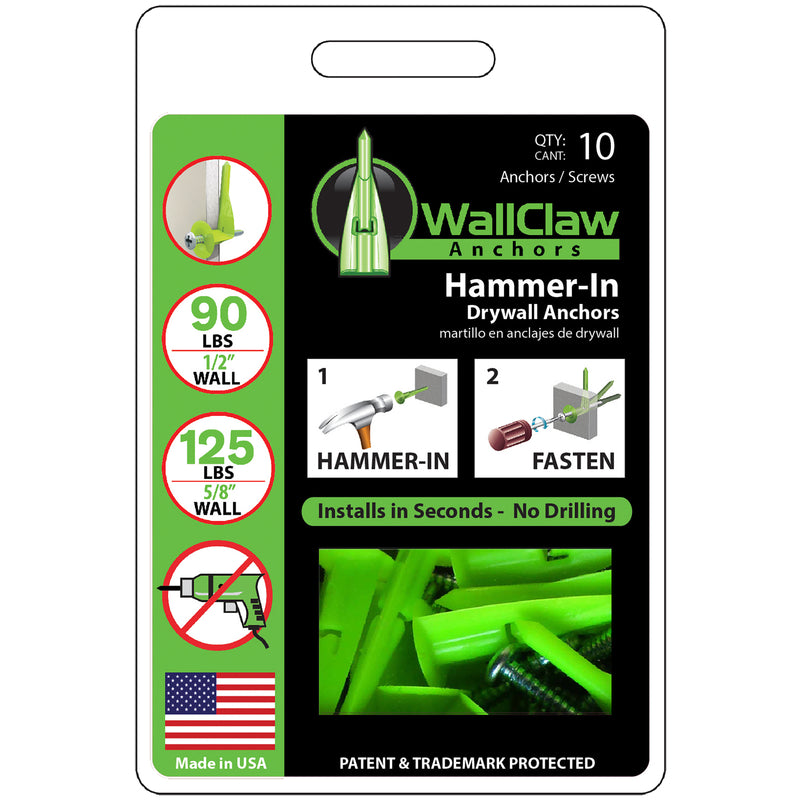 WallClaw Anchors .25 in. D X 2 in. L Plastic/Steel Pan Head Wallboard Anchors 10 pk