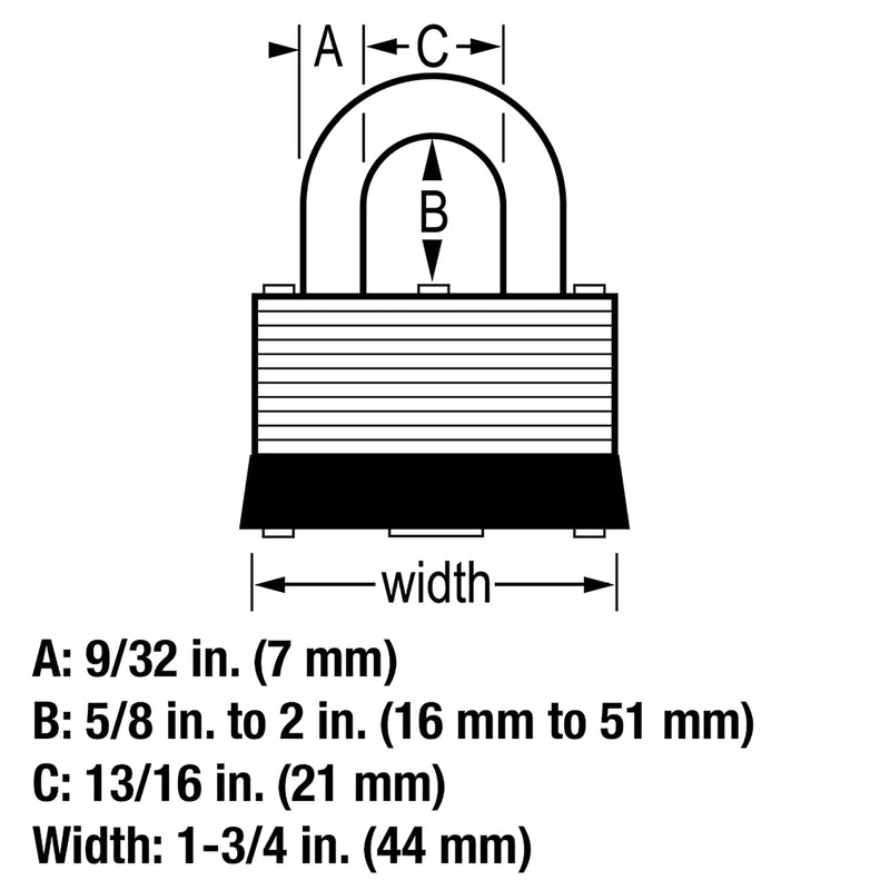 Master Lock 1-3/32 in. H X 1-1/32 in. W X 1-3/4 in. L Laminated Steel Warded Locking Padlock