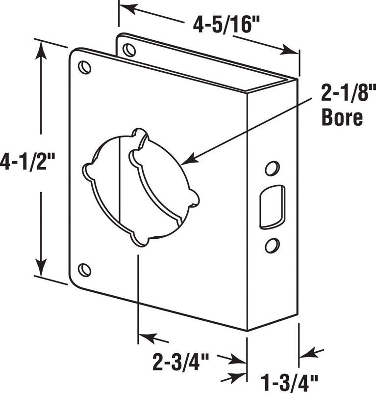 Prime-Line 4.5 in. H X 4.31 in. L Brass-Plated Brass Lock and Door Reinforcer