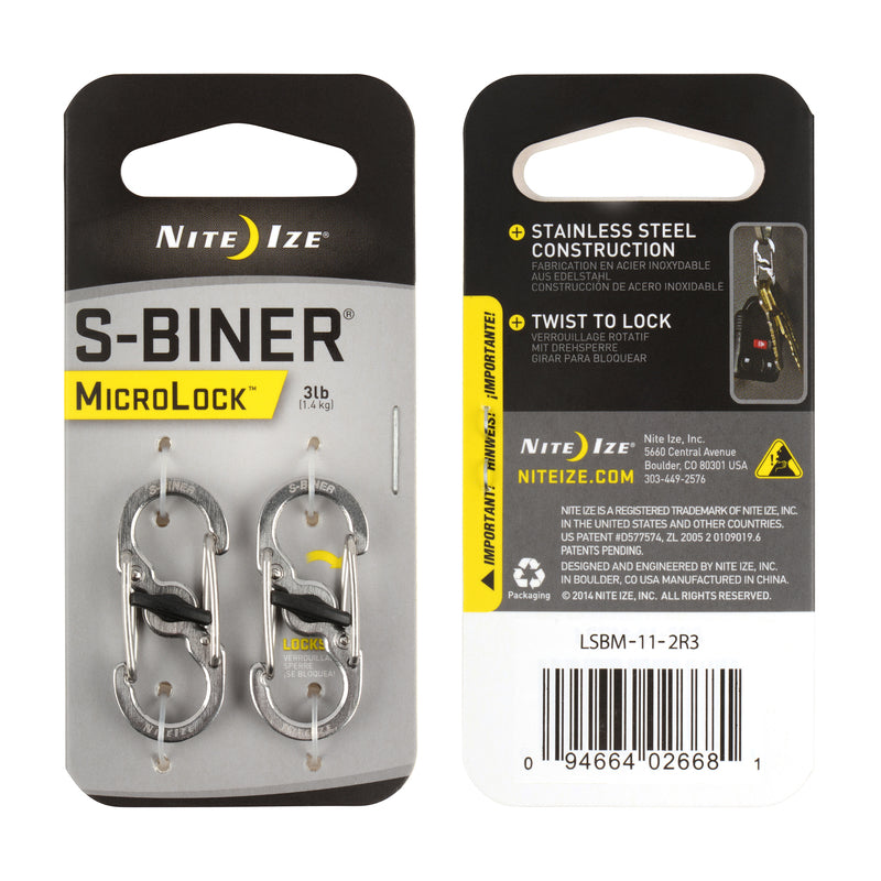 Nite Ize MicroLock 1.8 in. D Stainless Steel Silver Carabiner Key Holder