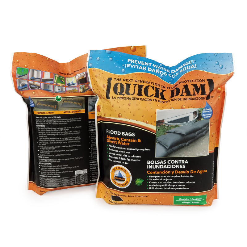 Quick Dam Flood Bags 3.5 in. H X 12 in. W X 24 in. L Sandless Sandbags 6 pk