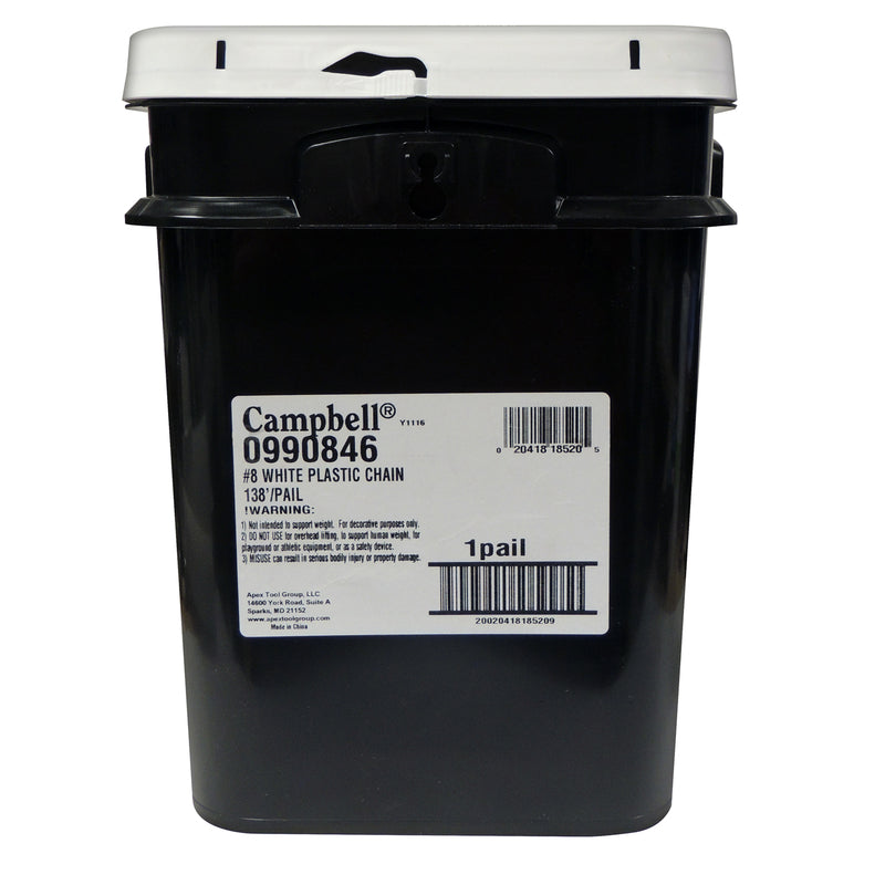 Campbell #8 White Plastic Decorative Chain 0.29 in. D 138 ft.