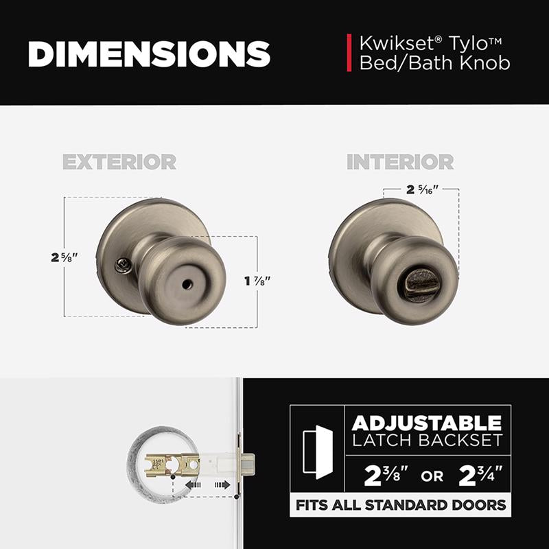 Kwikset Tylo Antique Brass Privacy Knob Right or Left Handed