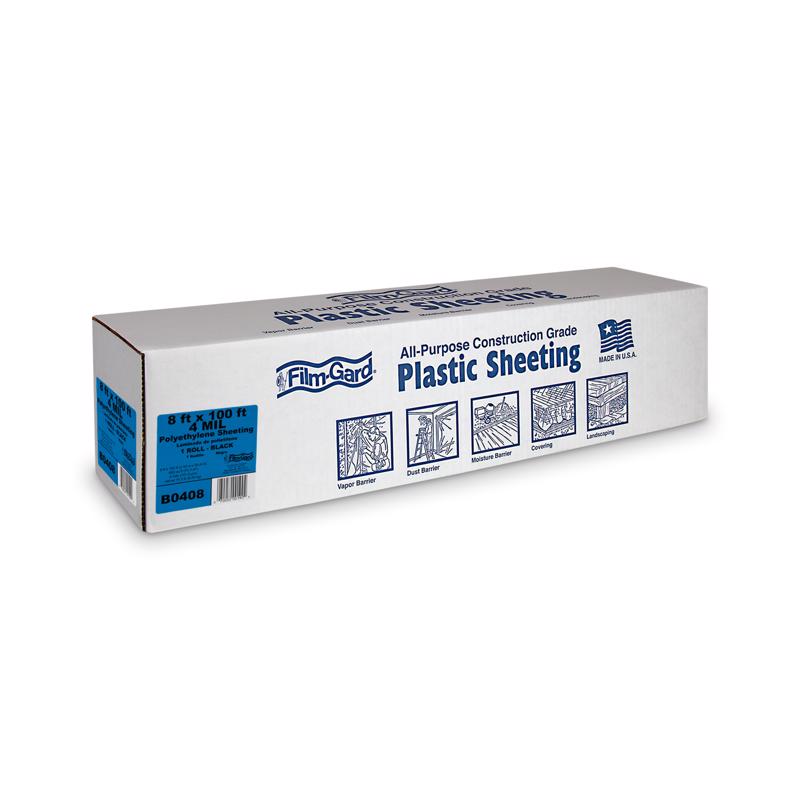 Film-Gard Plastic Sheeting 4 mil X 8 ft. W X 100 ft. L Polyethylene Black 1 pk