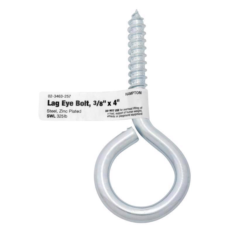 Hampton 3/8 in. X 4 in. L Zinc-Plated Steel Lag Thread Eyebolt