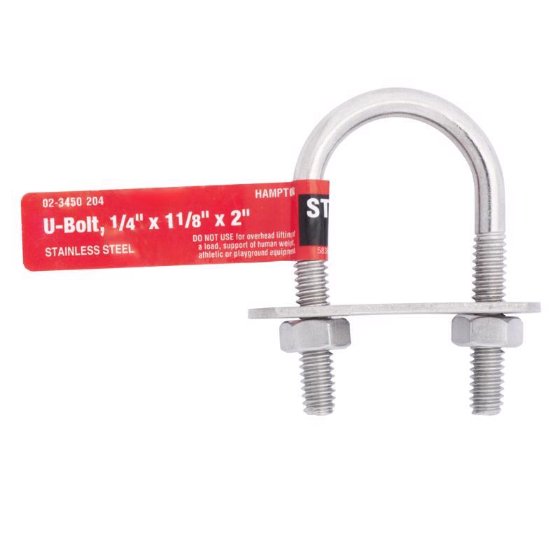 BOLT U 1/4"X1.13"X2" SS