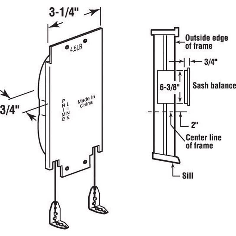 Prime-Line Silver Steel Sash Balance 0.75 in. H X 3-1/4 in. W X 6-3/8 in. L 1 pk
